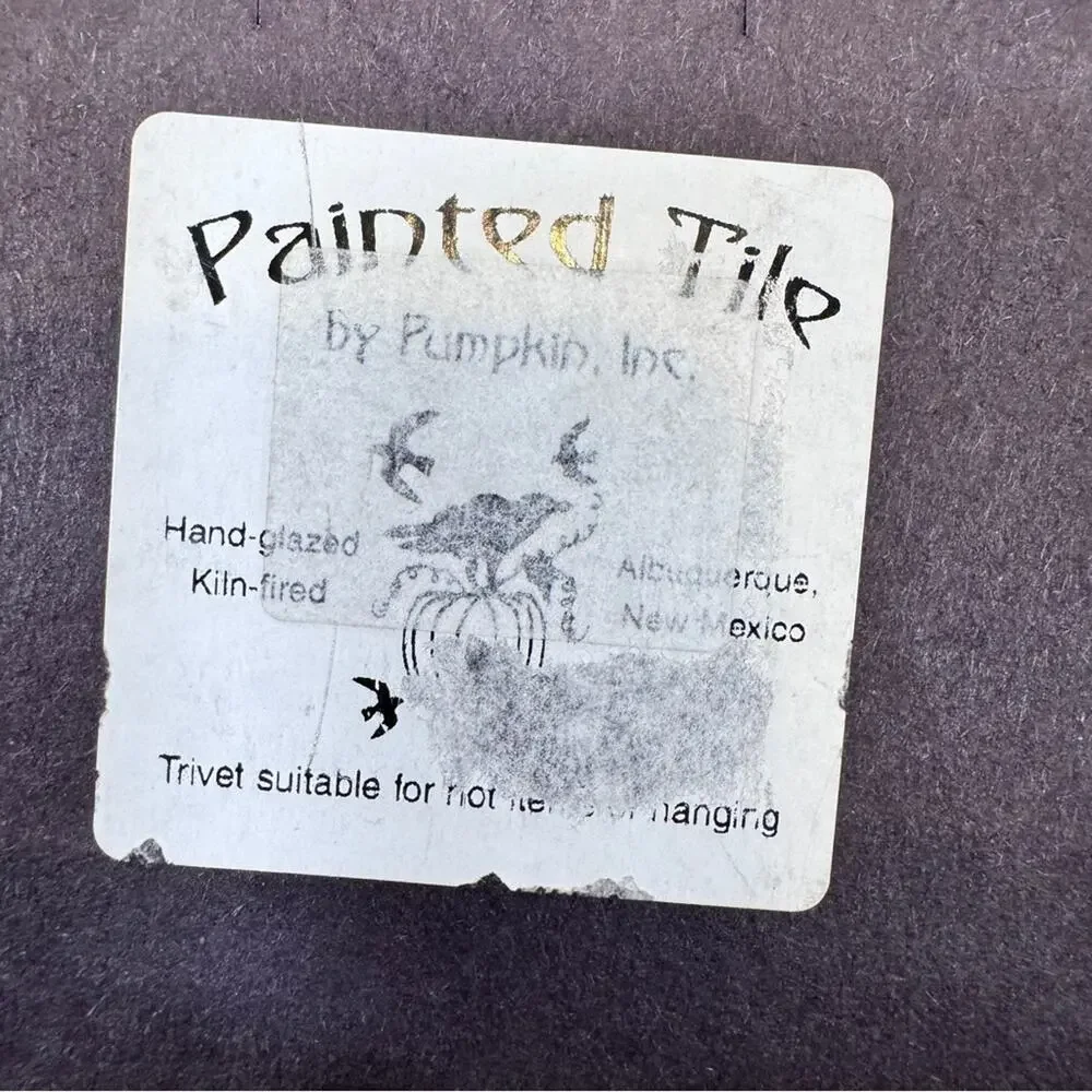 Hand Painted Pumpkin Tile Airedale Terrier Dog 6x6 Trivet Kitchen